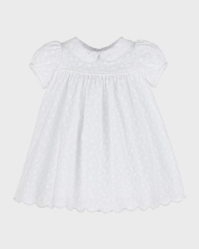 Girl's White Embroidered Float Dress, Size 6M-